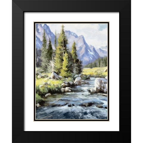 River in the Mountains II Black Modern Wood Framed Art Print with Double Matting by Medeiros, Celito