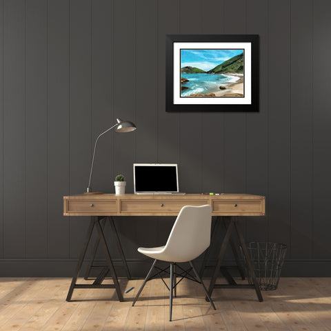 Tropical Bay I Black Modern Wood Framed Art Print with Double Matting by Medeiros, Celito