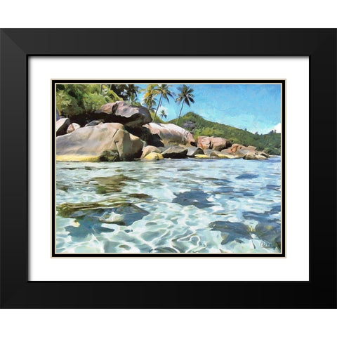 Rock on Seychelles Black Modern Wood Framed Art Print with Double Matting by Medeiros, Celito