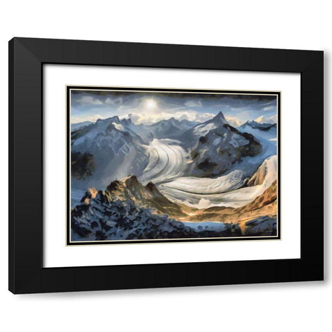 Glacier Black Modern Wood Framed Art Print with Double Matting by Medeiros, Celito