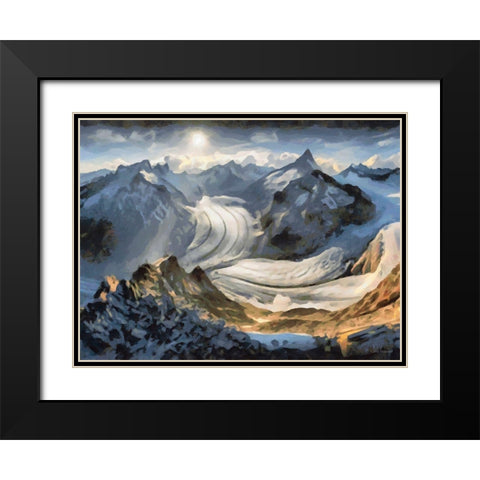 Glacier Black Modern Wood Framed Art Print with Double Matting by Medeiros, Celito