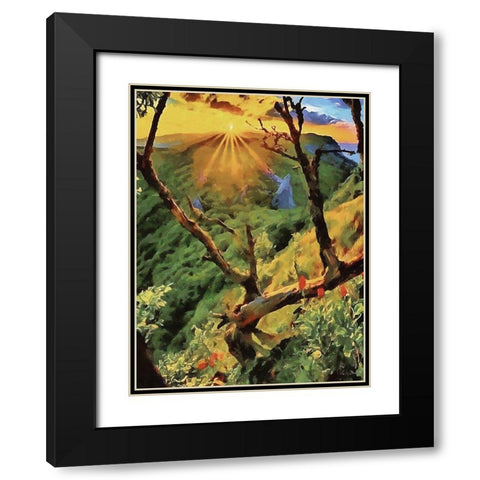Dry Tree with Sunset Black Modern Wood Framed Art Print with Double Matting by Medeiros, Celito