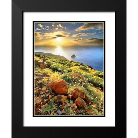 Romantic Sunset over the Shore Black Modern Wood Framed Art Print with Double Matting by Medeiros, Celito