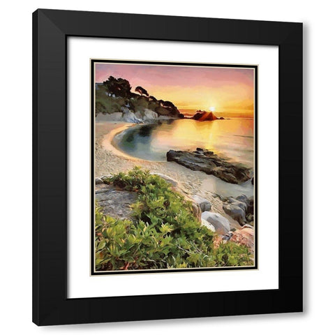 Romantic sunset over the Sandbeach Black Modern Wood Framed Art Print with Double Matting by Medeiros, Celito