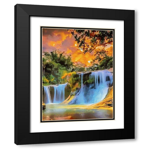 Amazing Watterfall I Black Modern Wood Framed Art Print with Double Matting by Medeiros, Celito