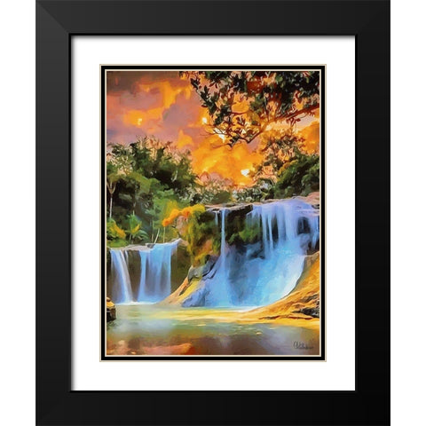 Amazing Watterfall I Black Modern Wood Framed Art Print with Double Matting by Medeiros, Celito