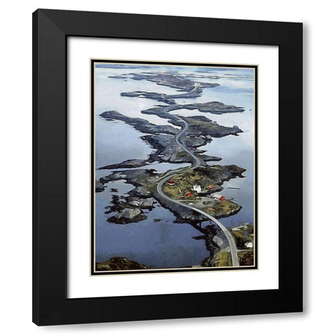 Great Street in Norway Black Modern Wood Framed Art Print with Double Matting by Medeiros, Celito