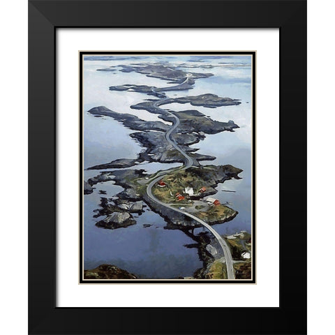 Great Street in Norway Black Modern Wood Framed Art Print with Double Matting by Medeiros, Celito