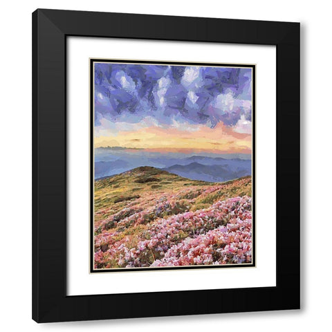 Flovers in the Mountains I Black Modern Wood Framed Art Print with Double Matting by Medeiros, Celito