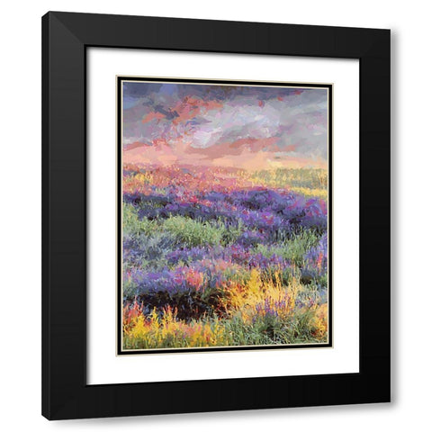 Lavender Field III Black Modern Wood Framed Art Print with Double Matting by Medeiros, Celito