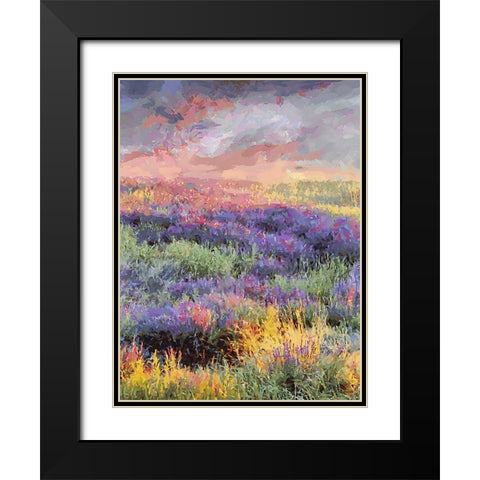 Lavender Field III Black Modern Wood Framed Art Print with Double Matting by Medeiros, Celito
