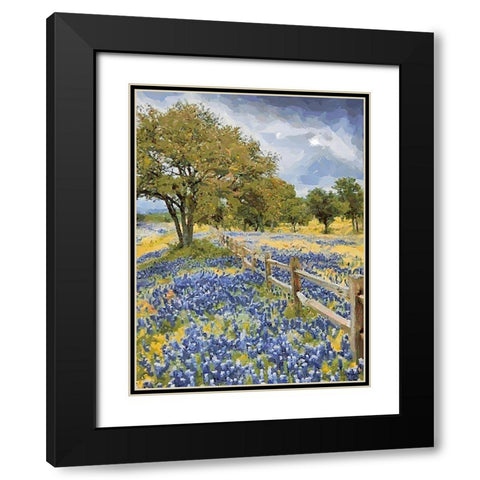 Lavender Field IV Black Modern Wood Framed Art Print with Double Matting by Medeiros, Celito
