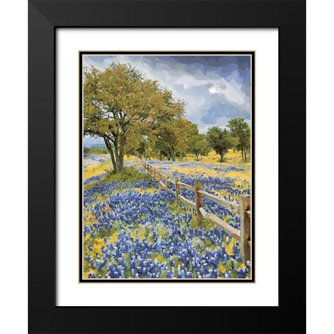 Lavender Field IV Black Modern Wood Framed Art Print with Double Matting by Medeiros, Celito