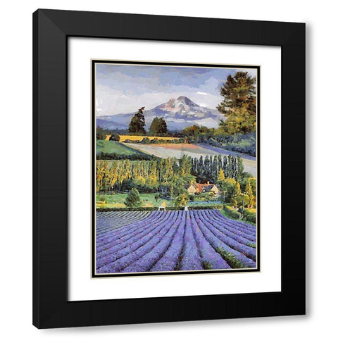 Lavender Field V Black Modern Wood Framed Art Print with Double Matting by Medeiros, Celito