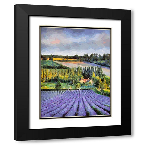 Lavender Field VI Black Modern Wood Framed Art Print with Double Matting by Medeiros, Celito
