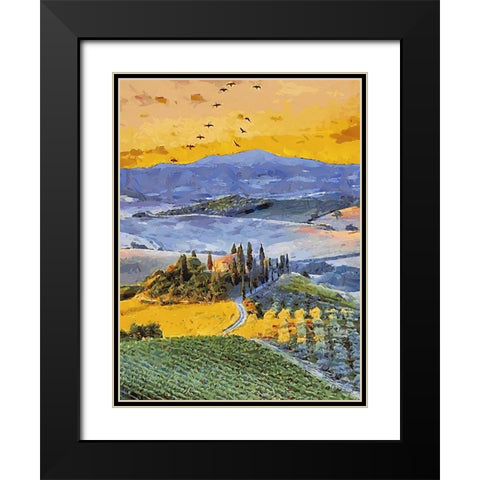 My Lovely Tuscany Black Modern Wood Framed Art Print with Double Matting by Medeiros, Celito