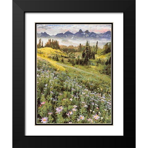 White Flowers in the Mountains Black Modern Wood Framed Art Print with Double Matting by Medeiros, Celito