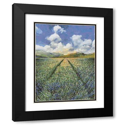 Sunset over Flowers I Black Modern Wood Framed Art Print with Double Matting by Medeiros, Celito