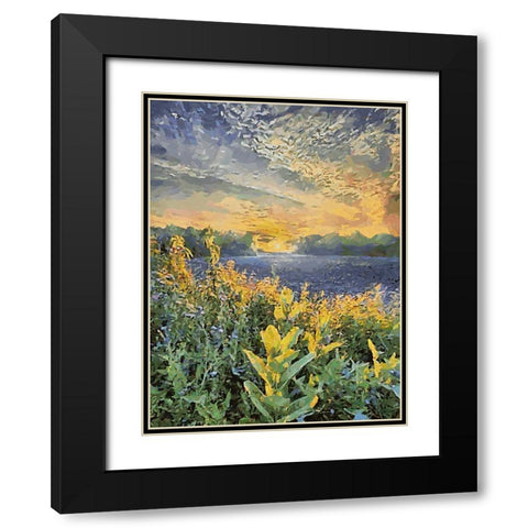 Sunset over Flowers II Black Modern Wood Framed Art Print with Double Matting by Medeiros, Celito