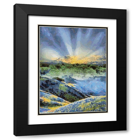 Sunset over Flowers III Black Modern Wood Framed Art Print with Double Matting by Medeiros, Celito