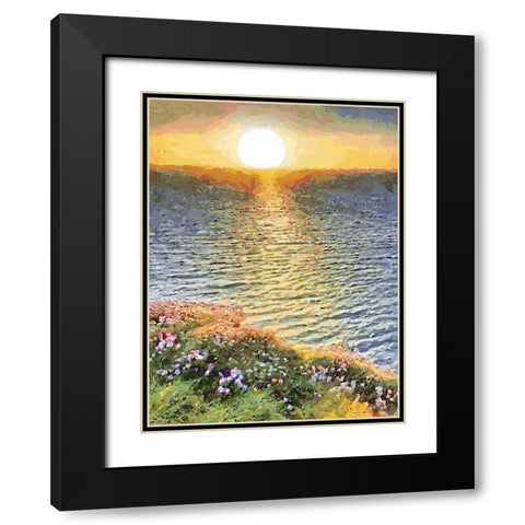 Romantic Sunset I Black Modern Wood Framed Art Print with Double Matting by Medeiros, Celito