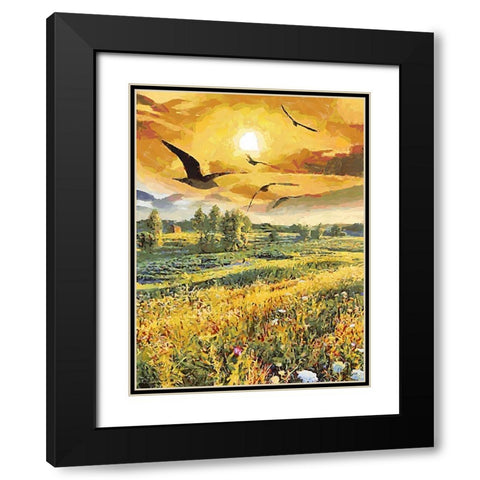 Romantic Sunset III Black Modern Wood Framed Art Print with Double Matting by Medeiros, Celito