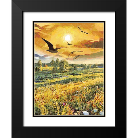 Romantic Sunset III Black Modern Wood Framed Art Print with Double Matting by Medeiros, Celito