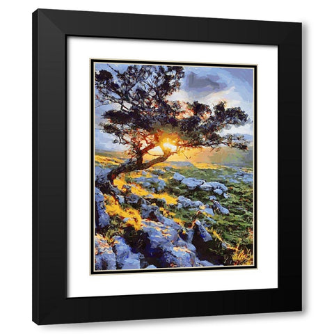 Sunset behind a Tree II Black Modern Wood Framed Art Print with Double Matting by Medeiros, Celito