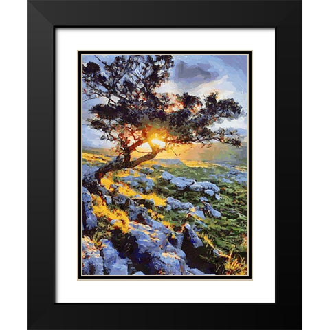 Sunset behind a Tree II Black Modern Wood Framed Art Print with Double Matting by Medeiros, Celito