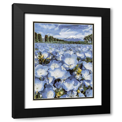 Field with Purple Flowers I Black Modern Wood Framed Art Print with Double Matting by Medeiros, Celito