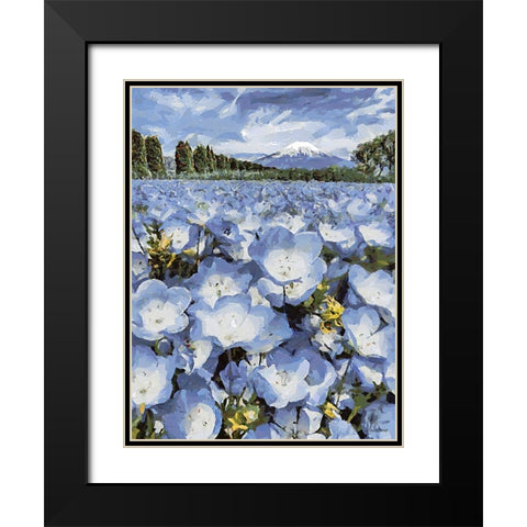 Field with Purple Flowers I Black Modern Wood Framed Art Print with Double Matting by Medeiros, Celito