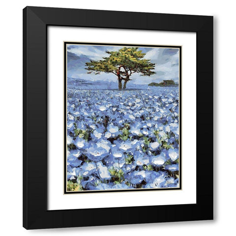 Field with Purple Flowers II Black Modern Wood Framed Art Print with Double Matting by Medeiros, Celito
