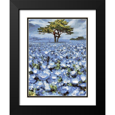 Field with Purple Flowers II Black Modern Wood Framed Art Print with Double Matting by Medeiros, Celito