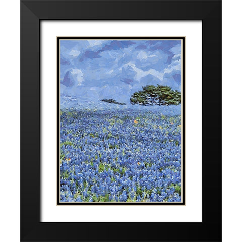 Field with Purple Flowers III Black Modern Wood Framed Art Print with Double Matting by Medeiros, Celito