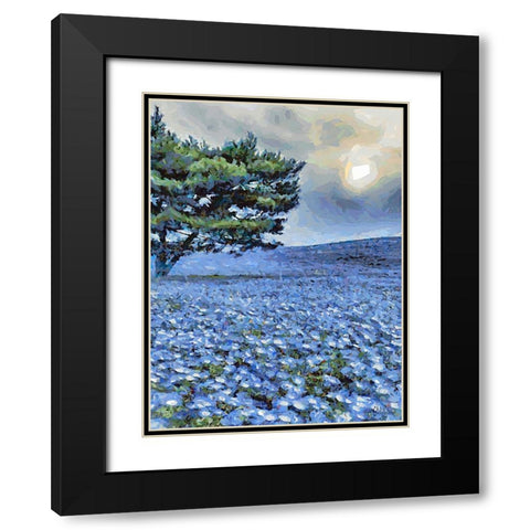 Field with Purple Flowers IV Black Modern Wood Framed Art Print with Double Matting by Medeiros, Celito