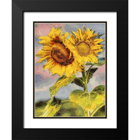 Sunflowers Collection II Black Modern Wood Framed Art Print with Double Matting by Medeiros, Celito