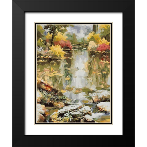 Landscapes in Monet Style XI Black Modern Wood Framed Art Print with Double Matting by Medeiros, Celito