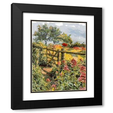 Landscapes in Monet Style XVII Black Modern Wood Framed Art Print with Double Matting by Medeiros, Celito