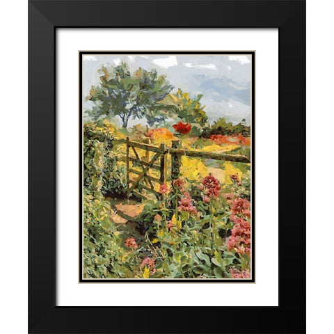Landscapes in Monet Style XVII Black Modern Wood Framed Art Print with Double Matting by Medeiros, Celito