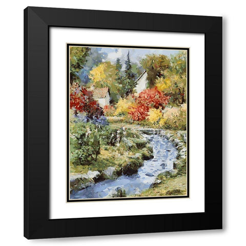 Landscapes in Monet Style XXII Black Modern Wood Framed Art Print with Double Matting by Medeiros, Celito