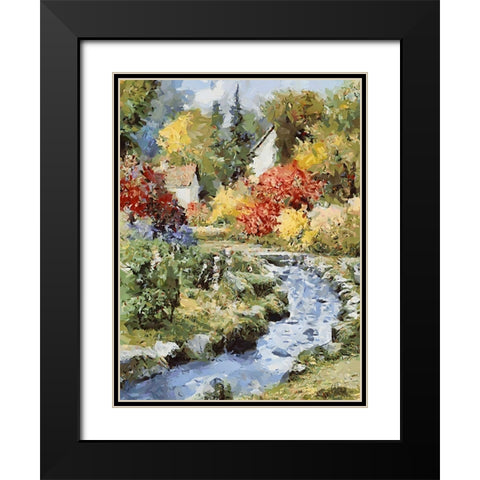 Landscapes in Monet Style XXII Black Modern Wood Framed Art Print with Double Matting by Medeiros, Celito