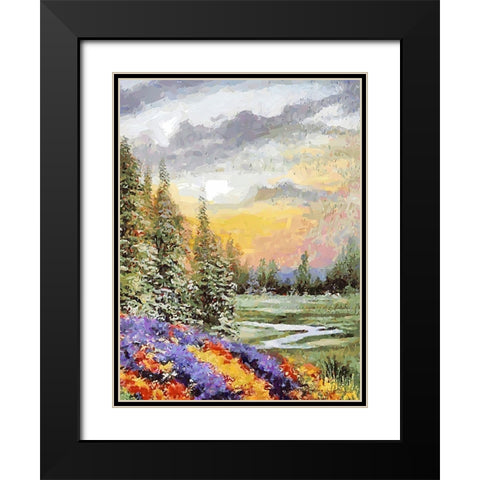 Landscapes in Monet Style XXXI Black Modern Wood Framed Art Print with Double Matting by Medeiros, Celito
