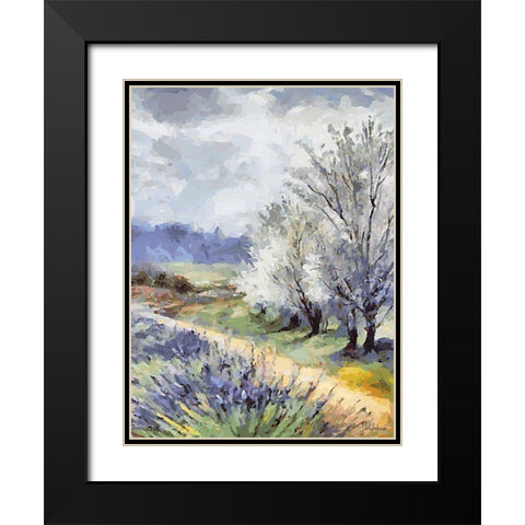 Landscapes in Monet Style XXXII Black Modern Wood Framed Art Print with Double Matting by Medeiros, Celito