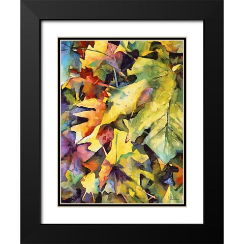 Autumn Leaves II Black Modern Wood Framed Art Print with Double Matting by Medeiros, Celito