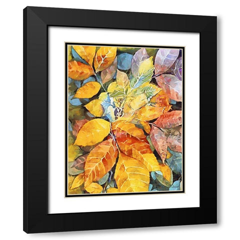 Autumn Leaves IV Black Modern Wood Framed Art Print with Double Matting by Medeiros, Celito