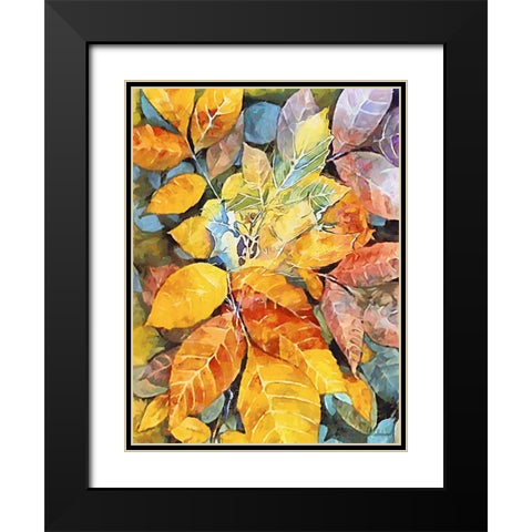 Autumn Leaves IV Black Modern Wood Framed Art Print with Double Matting by Medeiros, Celito