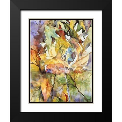 Autumn Leaves VI Black Modern Wood Framed Art Print with Double Matting by Medeiros, Celito