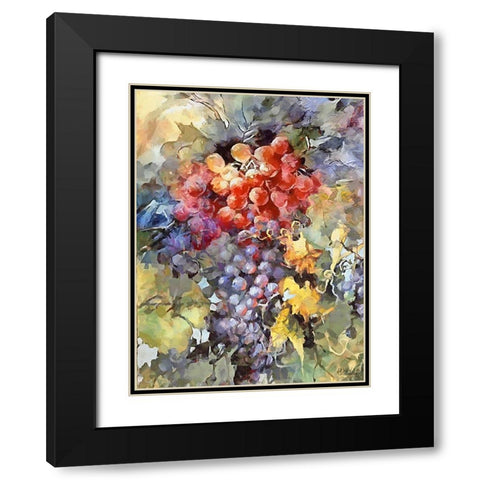 Grapes V Black Modern Wood Framed Art Print with Double Matting by Medeiros, Celito