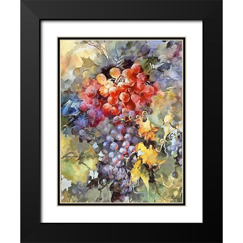 Grapes V Black Modern Wood Framed Art Print with Double Matting by Medeiros, Celito