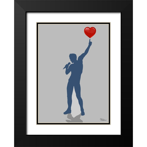 Man with Red Heart Black Modern Wood Framed Art Print with Double Matting by Medeiros, Celito